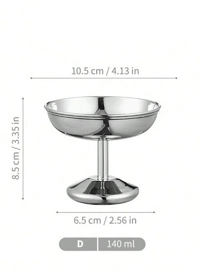 1pc Dessert Plate, Vegetable Bowl, Stainless Steel Ice Cream Cup, Tall Cup, Afternoon Tea Pudding Dessert Cup Cute Plates