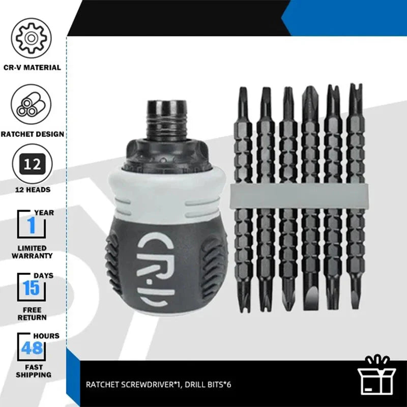 Mini Ratchet Precision Screwdriver Magnetic 13 In 1 Telescopic Labor-Saving Hand Tool Phillips Slotted Dual-purpose Head