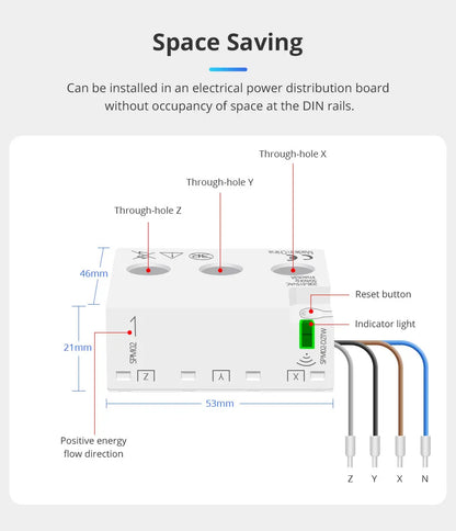 Smart 3-Phase 4-Wire WiFi Power Monitor 63A - Bidirectional Solar Energy Meter with Tuya App Control & Real-Time Analytics