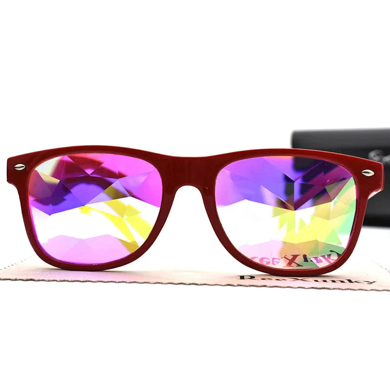 Classic Square Party Sunglasses Women Men Fashion EDM Light Diffraction Futuristic Rave Festival Sun Glasses Psychedelic Prism
