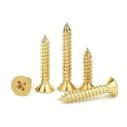 2400pcs Miniature Self-Tapping Screws, M2 Wood Screws, Phillips Head Screws, Flat Head Screws, Gold, Black, Silver Set
