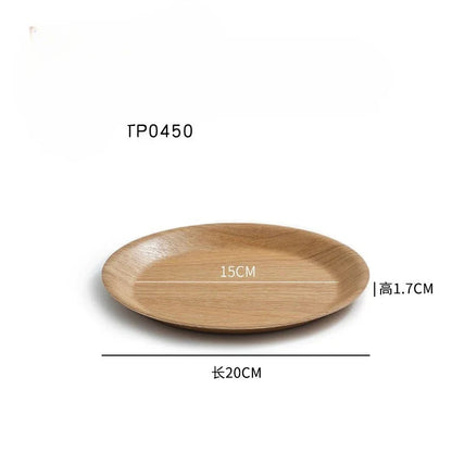 Handcrafted Round Solid Wood Dining Plate - Water Chestnut Wood Serving Tray for Breakfast, Coffee & Desserts
