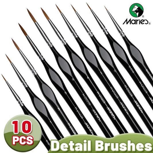 10pcs Marie's Miniature Model Synthetic Paintbrushes Kit,Micro Detail Brush Set for Acrylic,Oil,Watercolor,Paint by Number