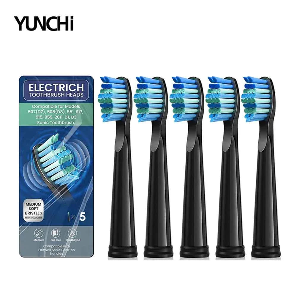 Premium Replacement Toothbrush Heads for Fairywill & Seago - Du Pont Bristles - Compatible with FW-507/508/D1/D3/D7