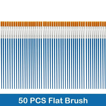 10/20/50Pcs Painting Brushes Set Art Round / Flat Brushs Nylon Hair Paint Brushes Pen for Oil Acrylic Watercolor Art Supplies