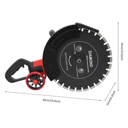 16In 4000W Electric Concrete Saw Brick Cutter Circular Saw Wall Slotting Groving with Saw Blade and Rolling Pulley 3000RPM