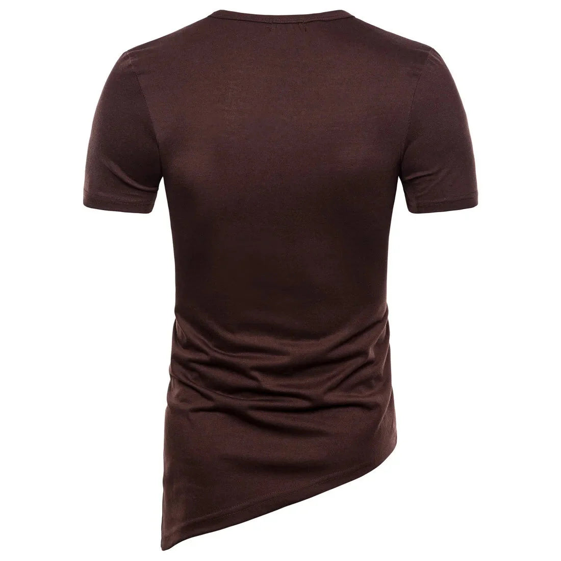 New2026 Men's Summer Short Sleeve T-shirts Trend Irregular Design Lace Up Solid Slim Tees Fashion Gothic Style Casual Shirts Men