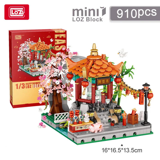 LOZ 1923 Street View Lantern Festival Pavilion Building Block Set