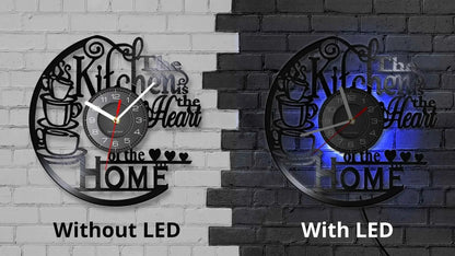 The Kitchen The Heart Of The Home Inspired Vinyl Record Clock Modern Design Vinyl Wall Watch Kitchen Decor Noiseless Timepieces