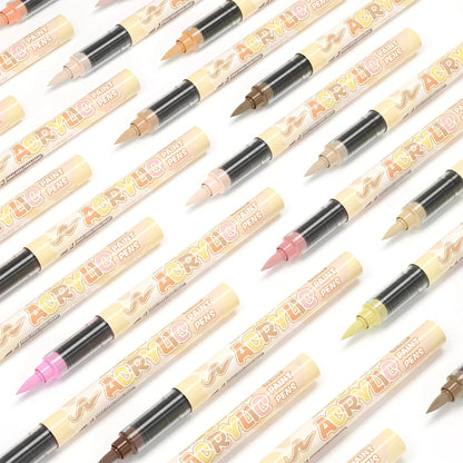 Skin Tones Art Markers,Soft Brush Tip Acrylic Paint Pens,Quick-Drying Waterproof for Sketching,Wood,Glass,Fabric,Rocks Painting