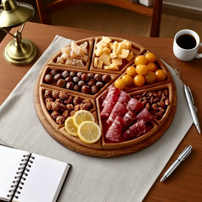 wood fruit plate Food Tray Divided Puzzle Serving Tray wooden Fruit Dessert tray multi-size food tray snack plate