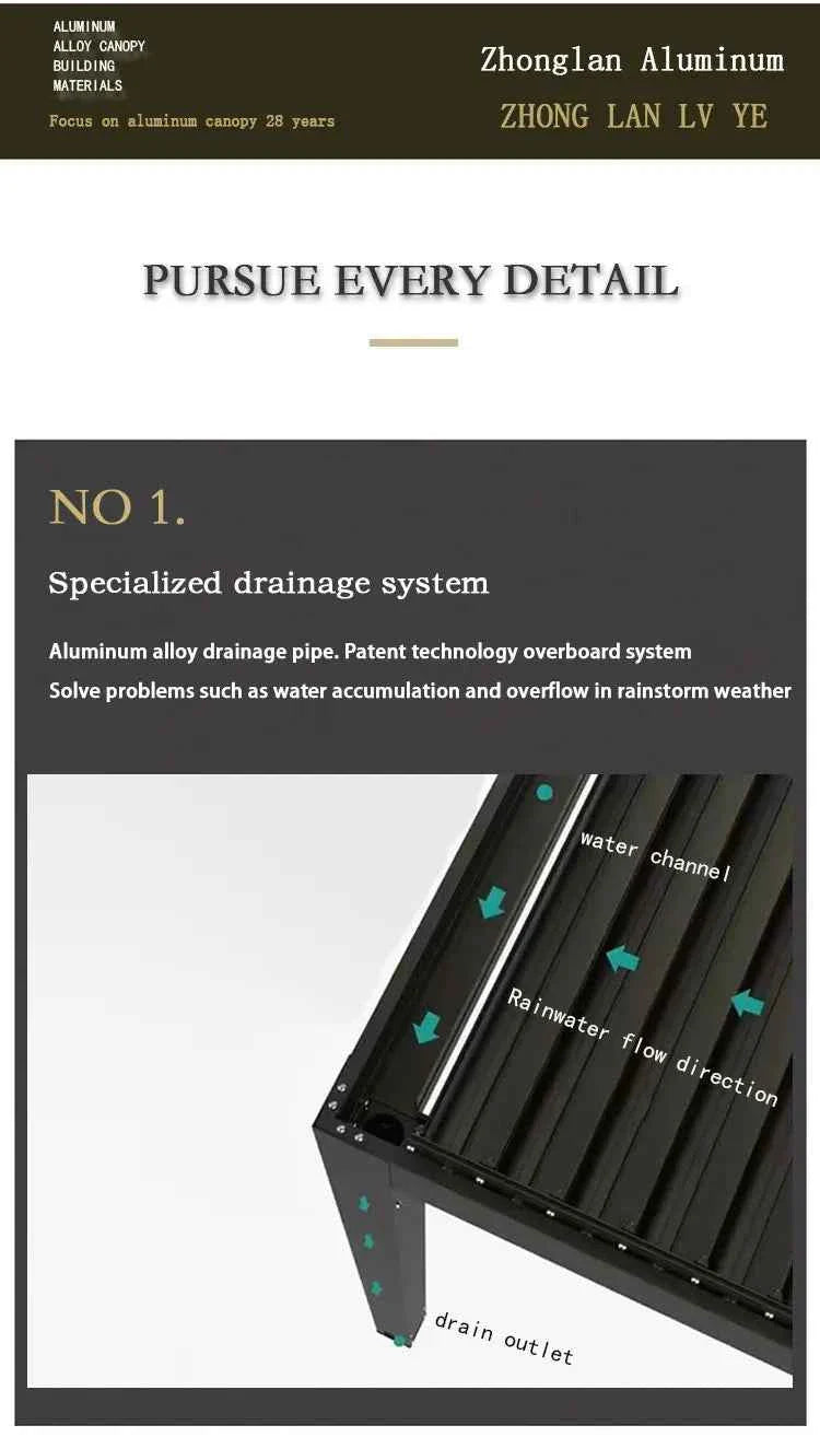 Automated Opening Waterproof Wingproof Louvered Motorized Aluminous Outdoor Living Garden Pergolas Gazebo Canopy Exterior Gazebo