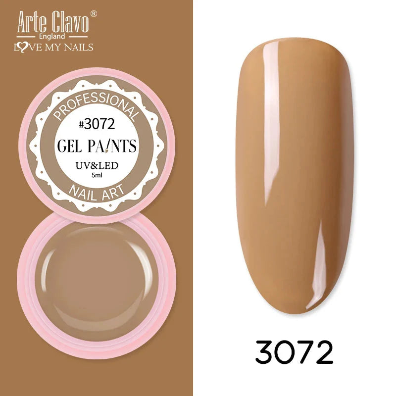 Arte Clavo Painting Gel 72 Colors 5ml Professional Nail Paint Color Gel Polish For Nail Art UV Gel Lacquer Gel Top Coat Manicure
