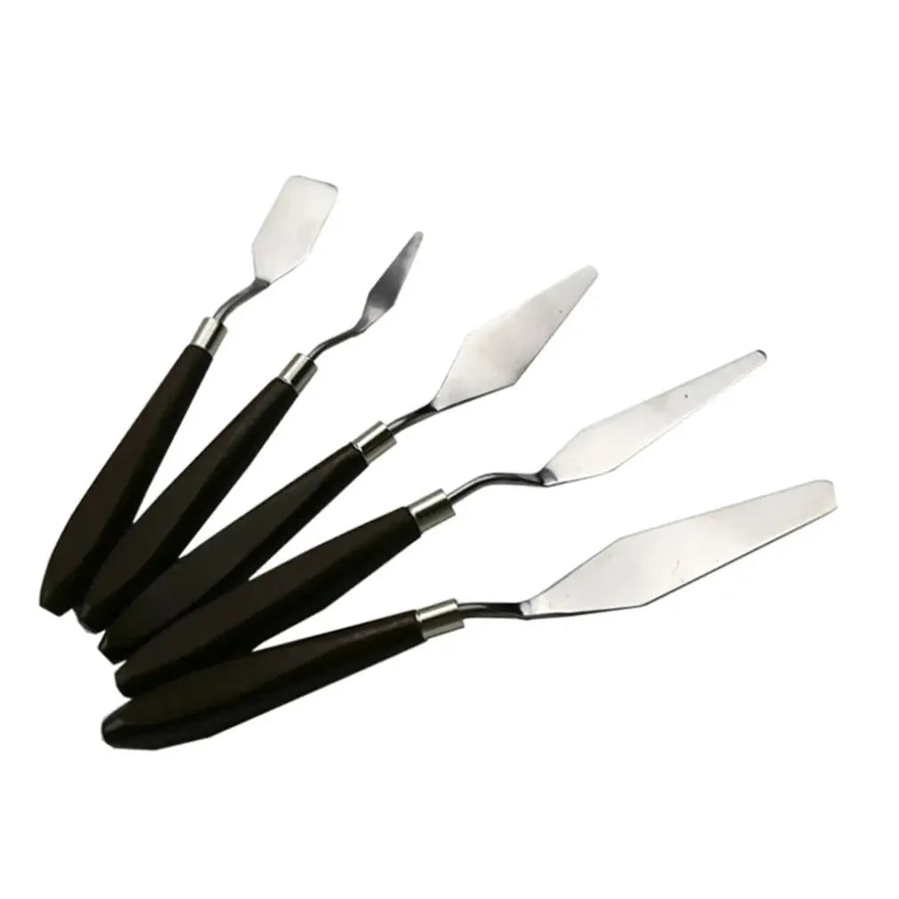 Hot 5PCS Stainless Steel Scraper Spatula Art Supplies for Artist Canva Oil Paint Color Mixing Palette Knife Painting Wholesale