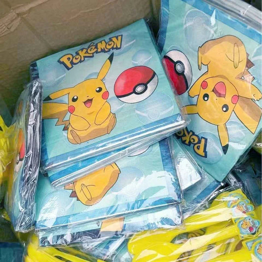Pokemon Birthday Party Decorations Paper Tableware Plates Napkins Cups Pikachu Birthday Tablecloth Party Supplies Children Gifts