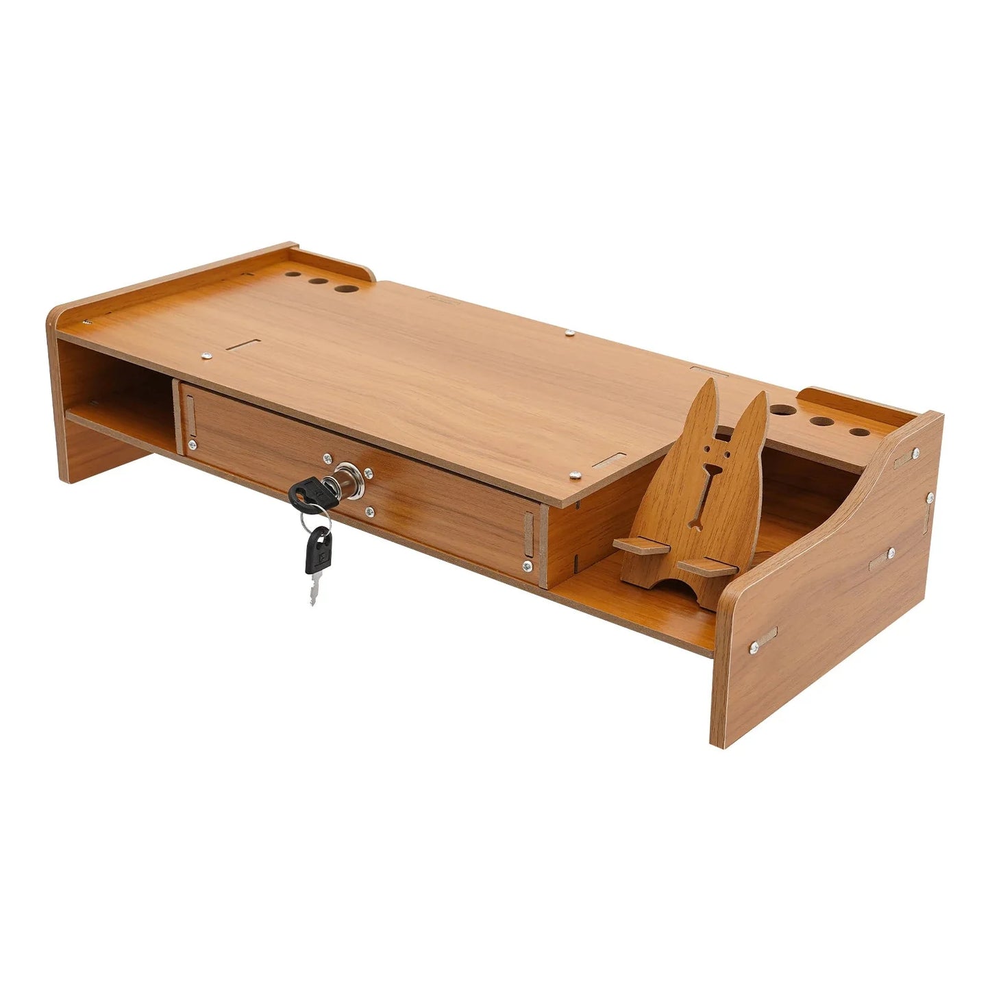 Wooden Desk Organizer W/ Drawer File Storage Desk Monitor Riser Computer Stand