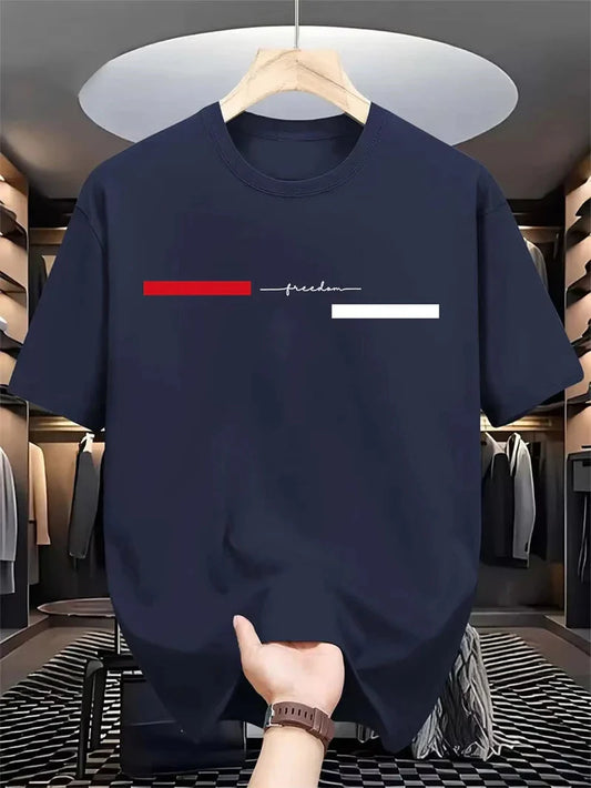 Simple Fashion Striped Graphic T Shirts For Men Summer Casual  Letters Printed T-shirts Loose Streetwear Harajuku Tees Tops