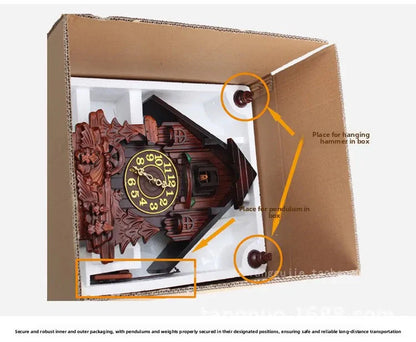 Wooden Handcrafted Cuckoo Clock for Wall with Cuccu Chimes and Swing Pendulum for Home Nordic  Decor Solid Wood Cuccu Watch