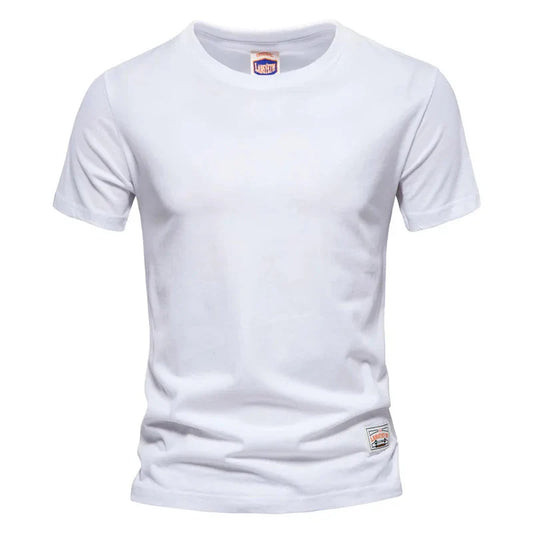 Mens Summer 100% Cotton T-Shirts Wihte Fashion Casual Short Sleeve O-Neck T Shirt for Men Quality Tops Tees Basic Clothing Black