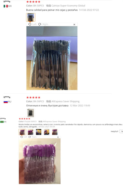 Lanjinglin 5/50pcs Eyelash Brush Crystal Eyelash Soft Eye Lashes Extension Mascara Wands Makeup Professional Makeup Tool