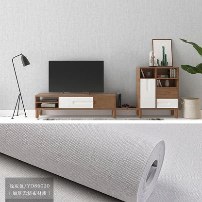 Modern Nordic Linen Textured Wallpaper – Eco-Friendly Non-Woven Solid Color Wall Covering