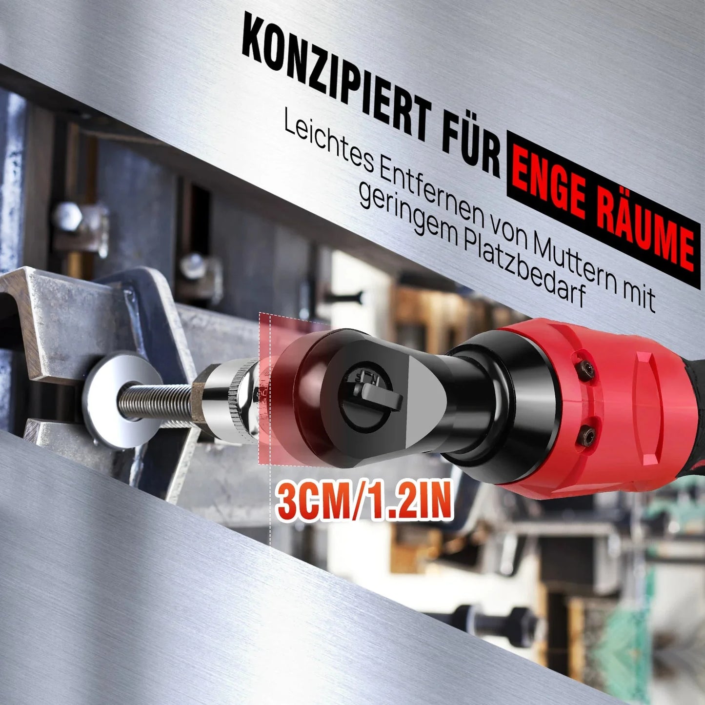 12V High-Torque 90°Cordless Electric Ratchet Wrench Set 3/8'' Angle Wrench with 2Durable 1500mAh Lithium-Ion Batteries,7 Sockets