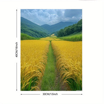 Charming Yellow Rice Fields Canvas Art - Frameless Home Decor for Office & Cafe | Ideal Gift for Any Room