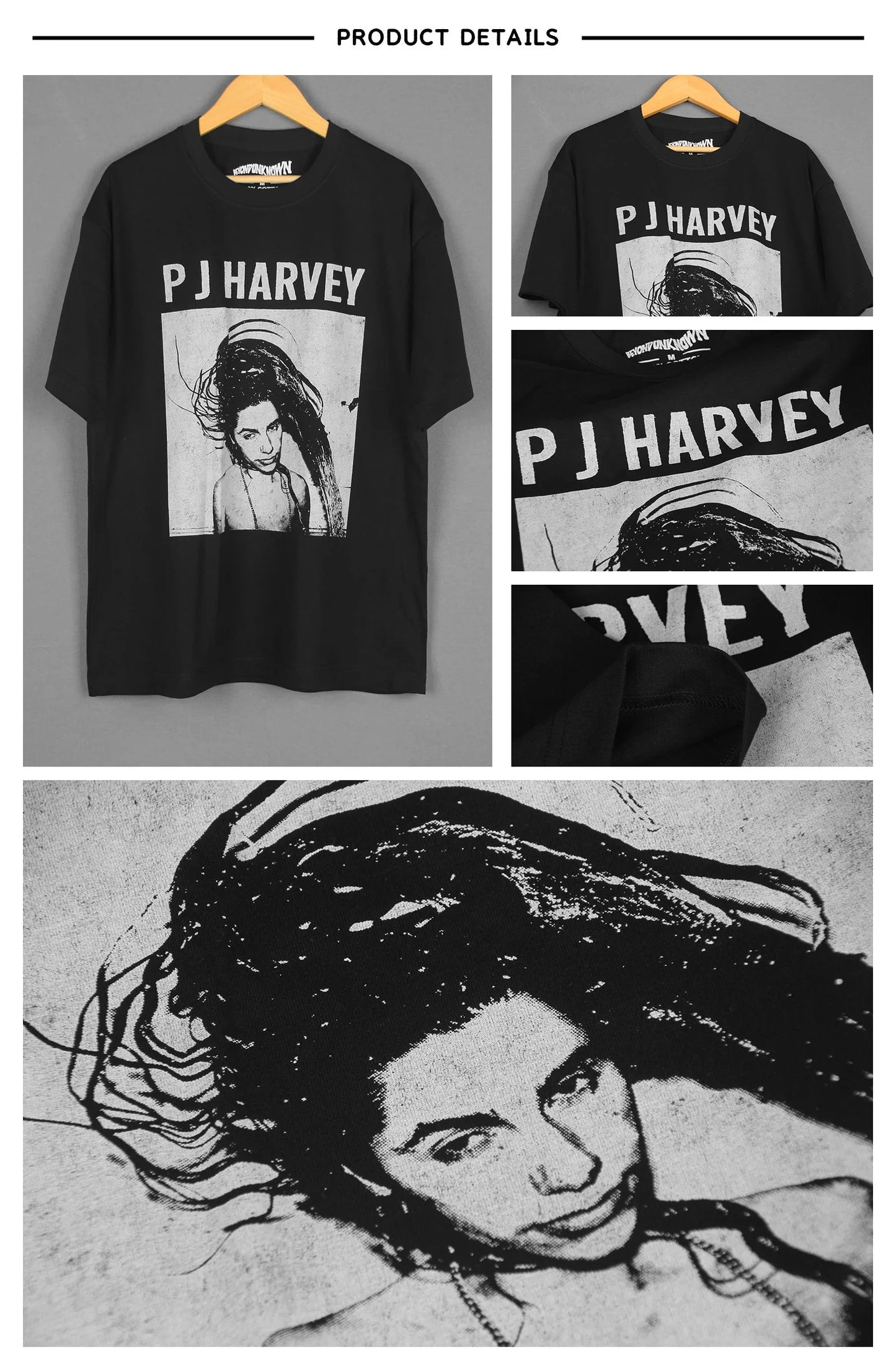 PJ Harvey T-Shirt Rid Of Me Indie Rock Singer John Parish Kate Bush Printed Short Sleeves Men's Printed Loose Clothing Shirt