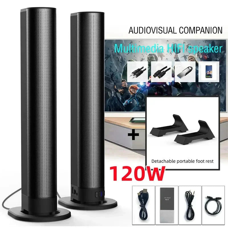 Powerful 120W Soundbar Sound Radio Blaster Bar Audio TV PC Subwoofer 360 Stereo Surround Wireless Home Theater Bluetooth Speaker