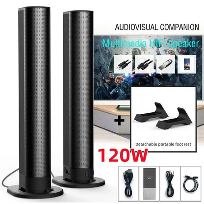 Powerful 120W Soundbar Sound Radio Blaster Bar Audio TV PC Subwoofer 360 Stereo Surround Wireless Home Theater Bluetooth Speaker