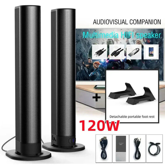 Powerful 120W Soundbar Sound Radio Blaster Bar Audio TV PC Subwoofer 360 Stereo Surround Wireless Home Theater Bluetooth Speaker