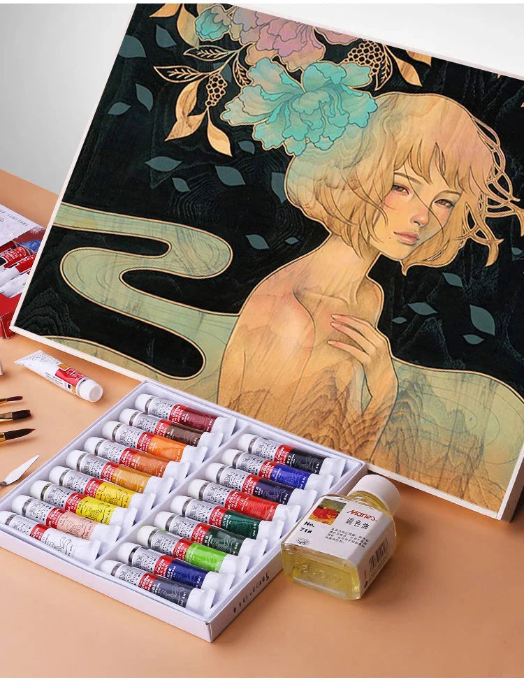 Winsor & Newton 12/18/24 Colors Professional Color Oil Paints 12ml Tube Painting Pigments With Brush And Palette Art Supplies