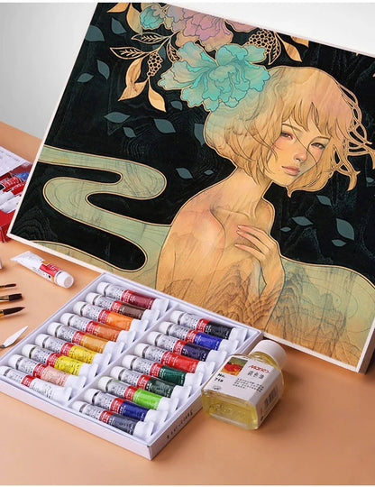 Winsor & Newton 12/18/24 Colors Professional Color Oil Paints 12ml Tube Painting Pigments With Brush And Palette Art Supplies