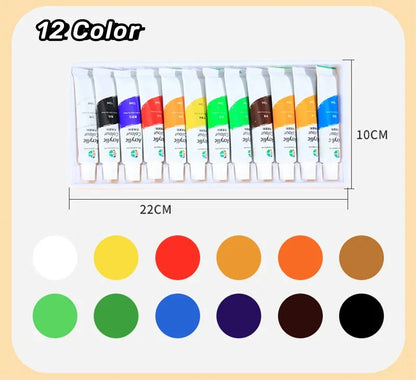 Acrylic Paint Set 12/18/24/36 Colors 12ml Tubes Non-Toxic Waterproof Art Craft Paints for Artists Kids Beginners School Supplies