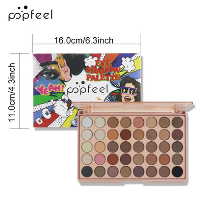POPFEEL 40-Color Earth Tone & Pink Eyeshadow Palette – Versatile Shimmer, Matte, and Highlight Shades for Effortless Blending。