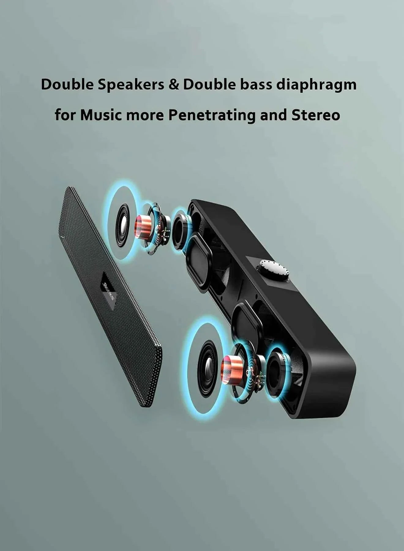 B Computer Speakers with 3.5 mm Aux, Small PC Speakers Powered by USB, USB Soundbar for Monitor，Wired USB Desktop Speaker,