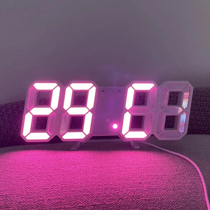 3D LED Digital Clock 12/24H Time Display Colorful Clock for Office/Living Room/Meeting Room/Kitchen