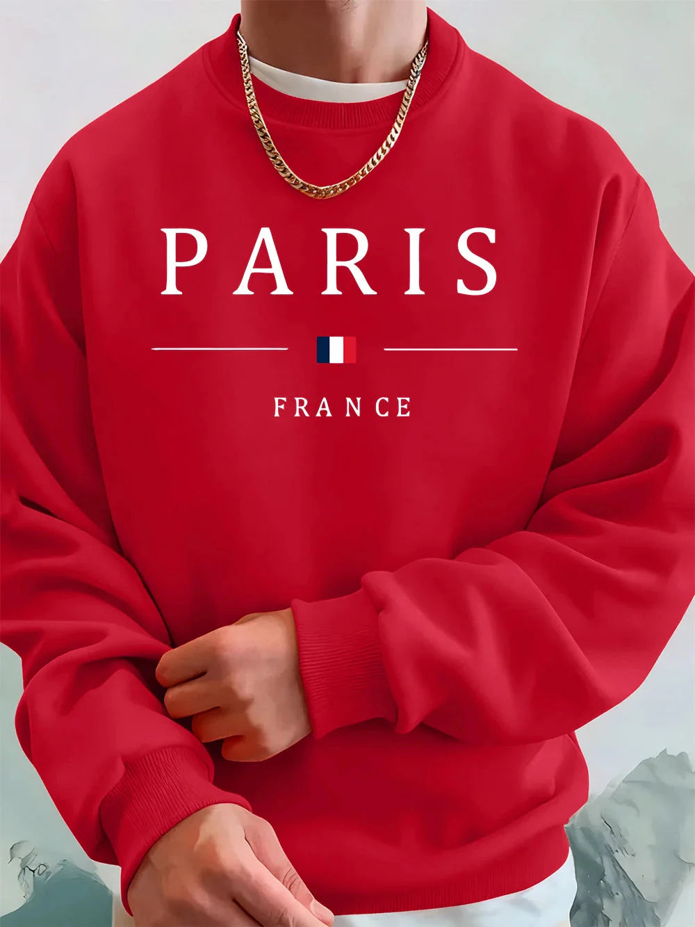 Paris France Flag Printing Men'S Hoodies Autumn Oversize Sweatshirt Hip Hop Crewneck Fleece Warm Streetwear Street Men Clothes