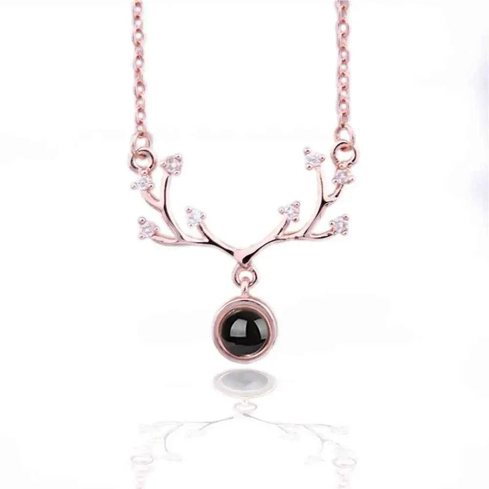 New Letter Necklace 100 Languages I Love You Projection Pendant Necklace Women Jewelry Collier Femme Bijoux Best Friends Gifts