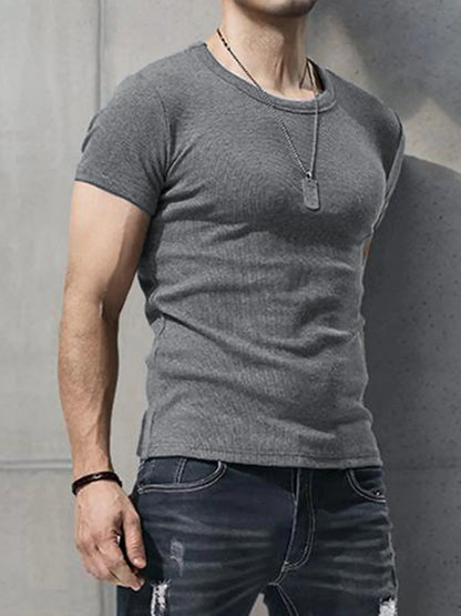 Mens Muscle Shirts Bodybuilding Slim Fit Tshirt for Men Workout Fitness Casual Shirt Quick Dry