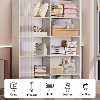 6 Layers Simple Wardrobe Portable Clothes Toys Organizer Dustproof Double Row High Capacity Partition Bookshelf Bedroom Cabinet