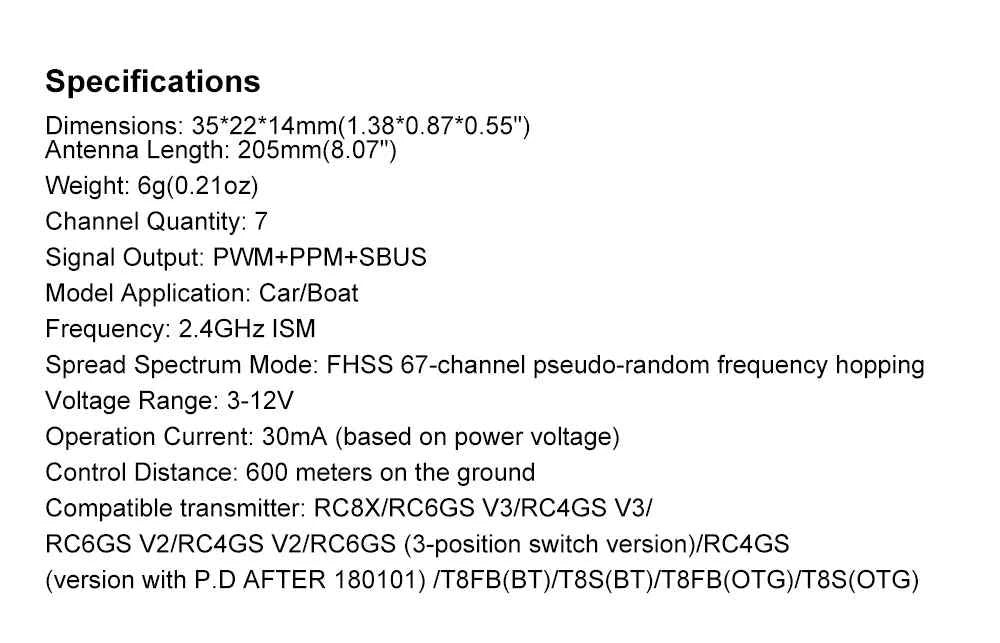 RadioLink RC Receiver R8FGH R8FG R8EF R8FM R8SM R8XM R7FG R6F R4FGM 2.4G Receiver for RC Transmitter RC8X/T8FB/T8S/RC6GS/RC4GS