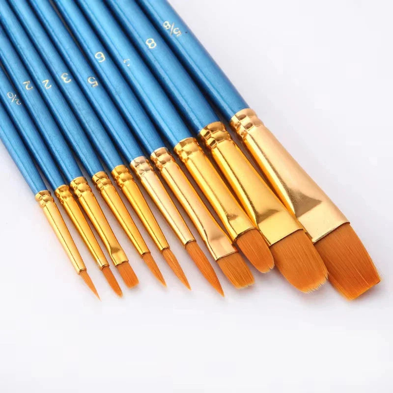 BOMEIJIA 10Pcs/Set Nylon Hair Paint Brush painting by numbers Tool brushes Watercolor Gouache Paint Brushes Drawing Art Supplies