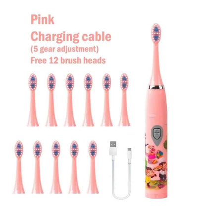 Children Electric Toothbrush USB Rechargeable Colorful Cartoon Brush Ultrasonic Smart Timer Soft Hair Tooth Brush Oral Cleaning