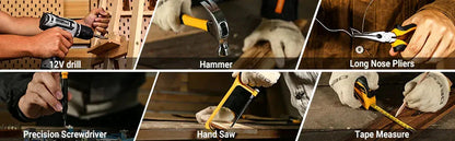 DEKO Home Mechanic Toolbox with 12V Power Cordless Drill Hand Repair Tools Sets Combo Kits Storage Organizer Drawer Case