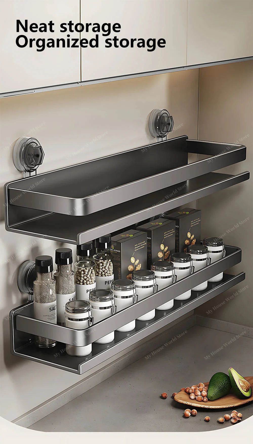Shower Suction Cup Shelf Storage Shelf Home Organizer Shelf Holder Bathroom Organizer Suction Cup Wall Mounted Storage Rack