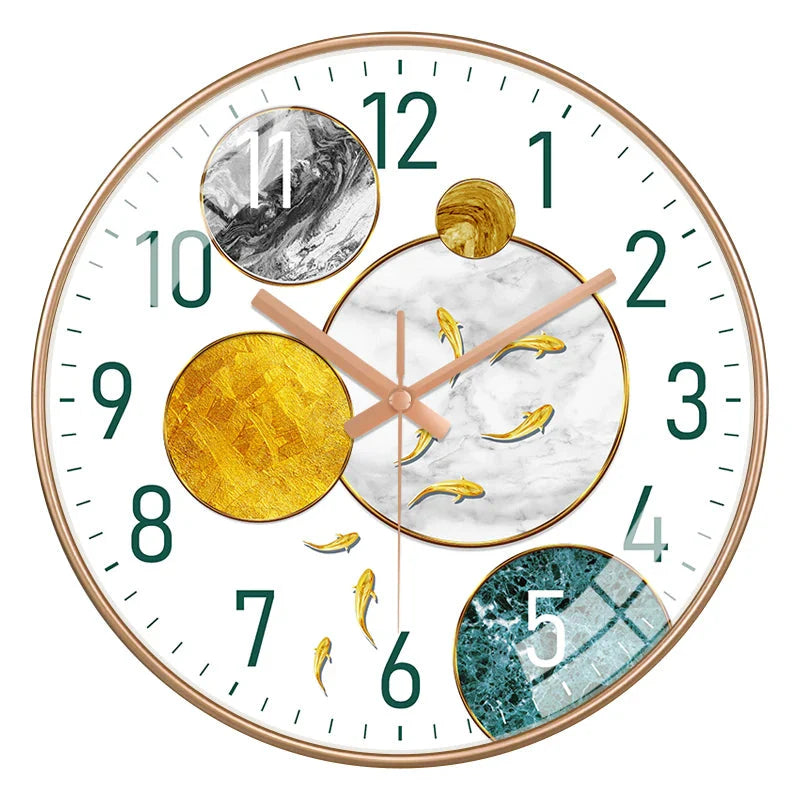 Simple Luxury Quartz Clock Hanging Wall Fish Decoration Modern Style Restaurant Living Room Home Decor Clock 8 10 12 Inche