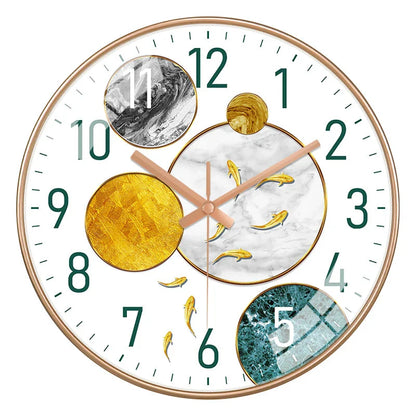 Simple Luxury Quartz Clock Hanging Wall Fish Decoration Modern Style Restaurant Living Room Home Decor Clock 8 10 12 Inche