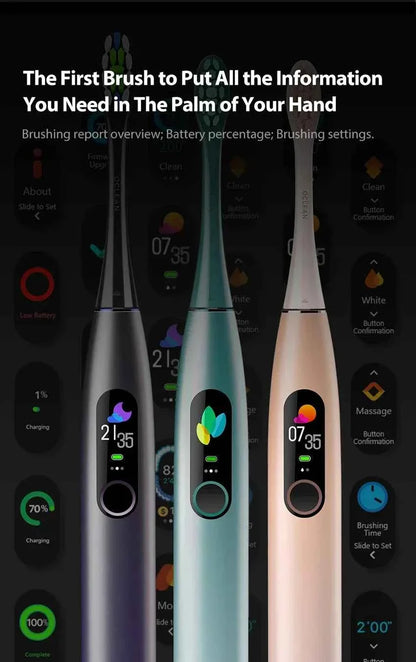 Oclean X Pro Sonic Electric Toothbrush Whitening Teeth Vibrator Wireless Charge 40 Days Works Smart APP Ultrasonic Check QH2