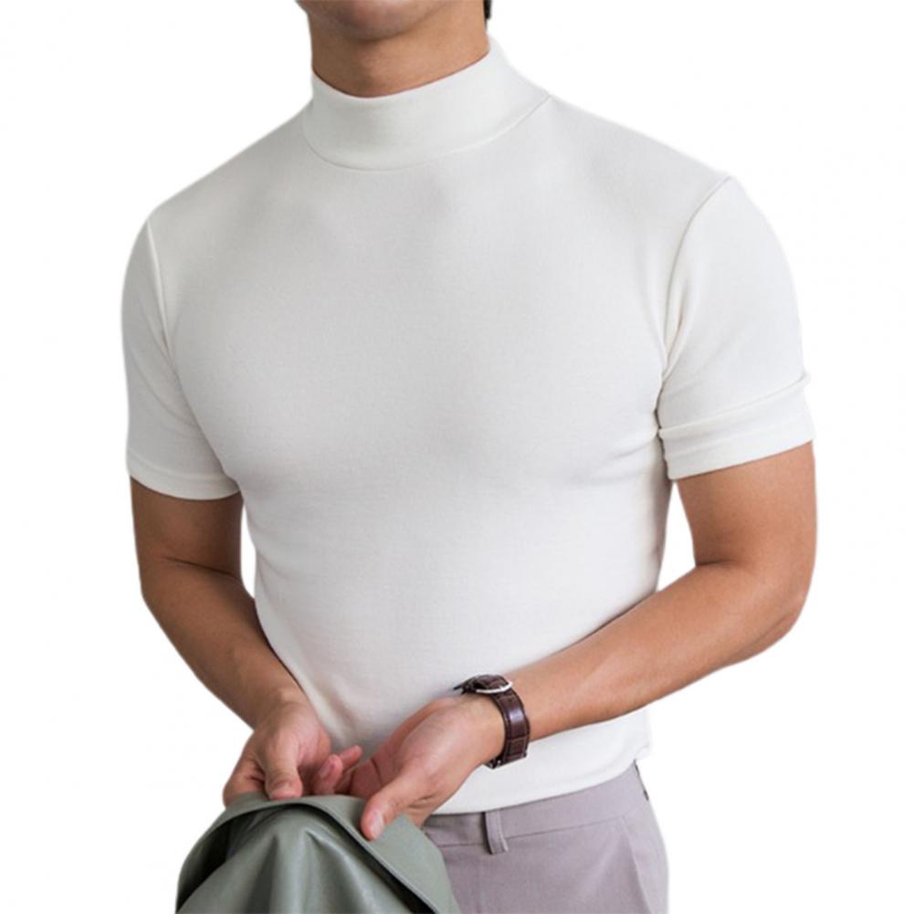 Men T-shirts Summer Fitness Short Sleeve Tees High Collar Basic T-shirt Base T Shirt for Men's Tops camisa masculina 짝퉁명품 남성의류